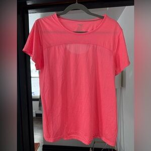 Women’s Danskin Fluorescent Pink Workout Top w/ Back Cutout Detail, XXL